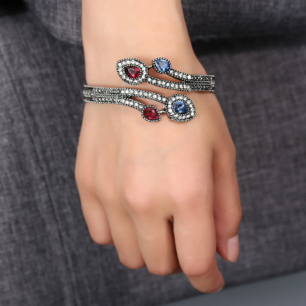 1 Pcs Vintage Bangles Fashion Turkish Resin flower Jewelry Cuff Antique Gold Color Ethnic Bangle for Women Gifts Wholesale|ethnic bangle|jewelry
