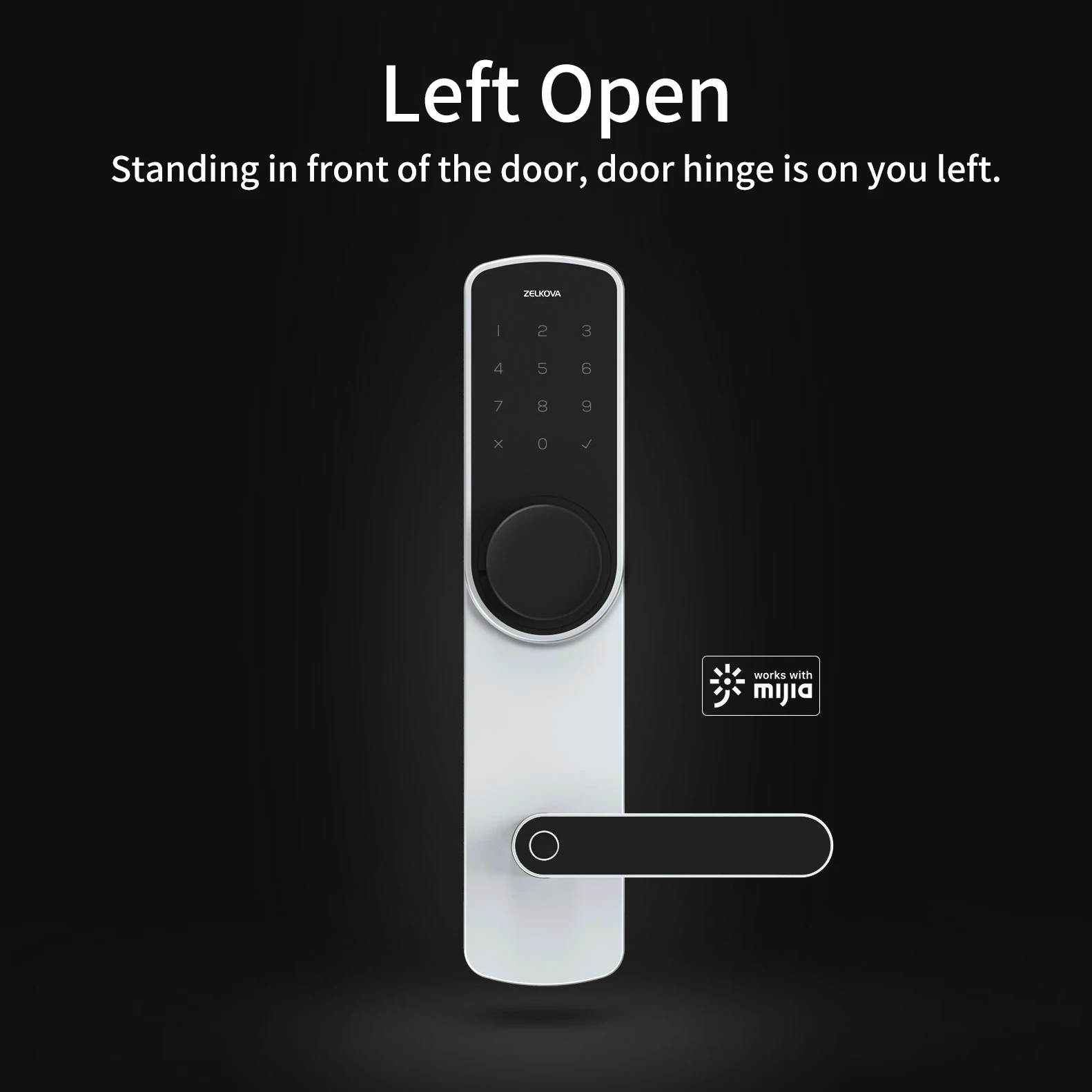 Left Open Умный поворотный дверной замок Xiaomi Zelkova с паролем, без ключа, интеллектуальный замок безопасности - Цвет: Left Open