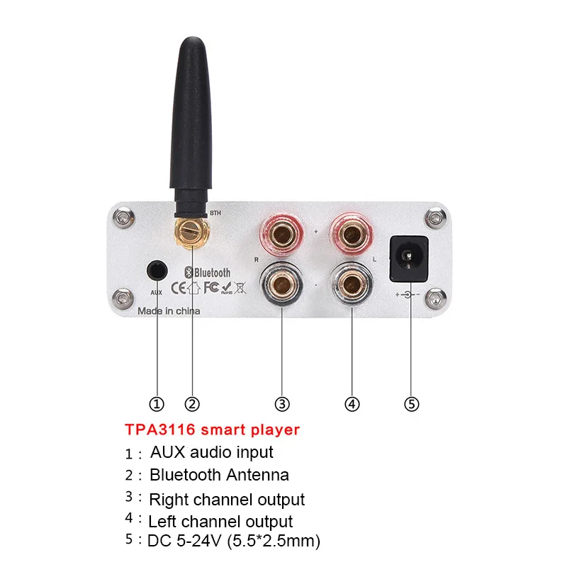 Lusya TPA3116 Bluetooth 5 0 цифровой аудио усилитель мощности 50 Вт * 2 AUX TF USB вход DC 15 24V