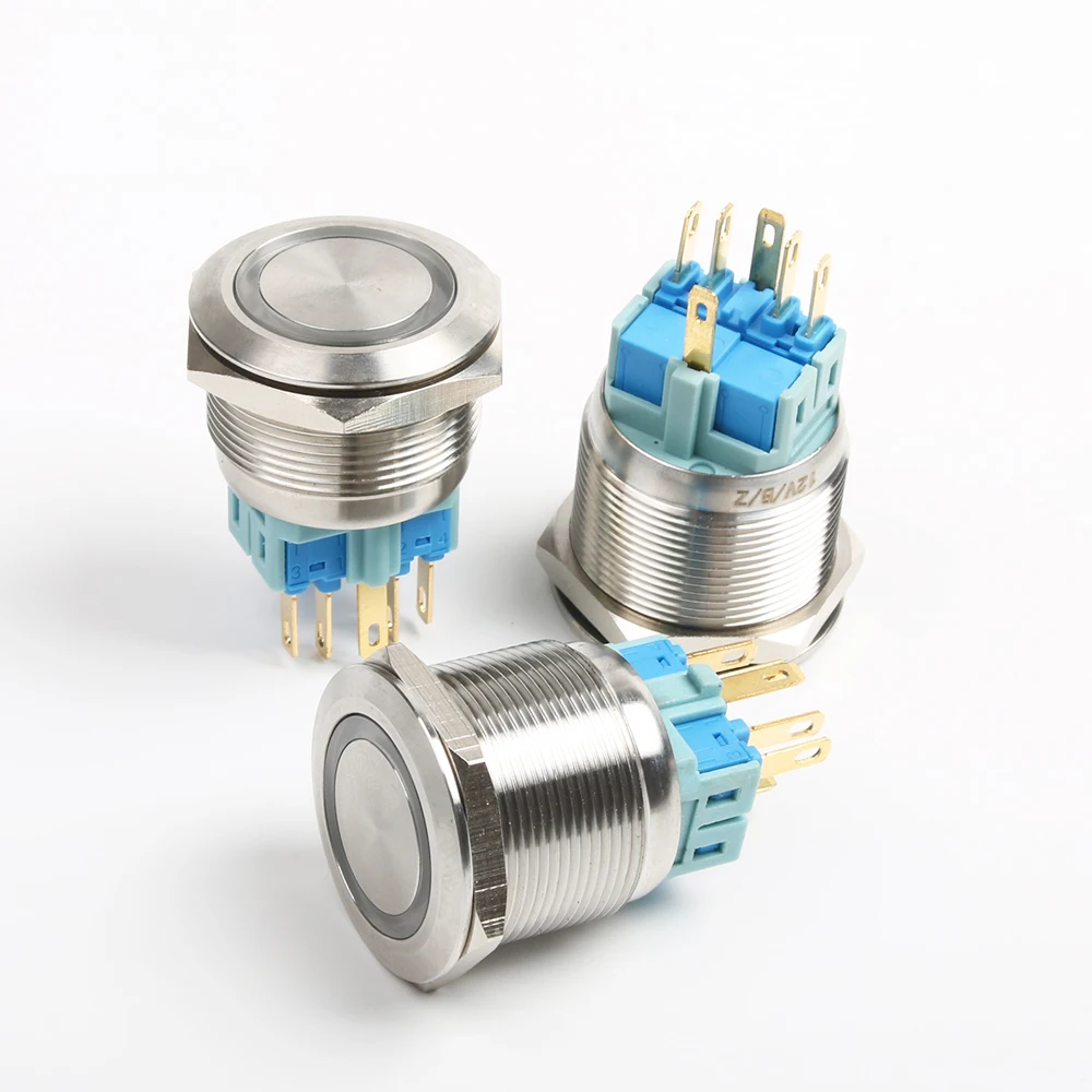 Металлический кнопочный переключатель 25 мм светодиодный Круглый