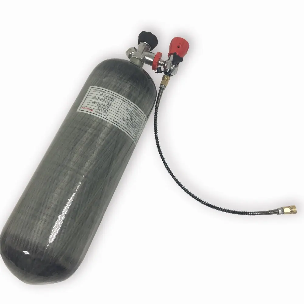 

AC109301 шар для дайвинга 9 л hpa бак 300 бар CE pcp воздушный Пейнтбол бак мини акваланга углеродный материал fiebr с din клапаном ACECARE