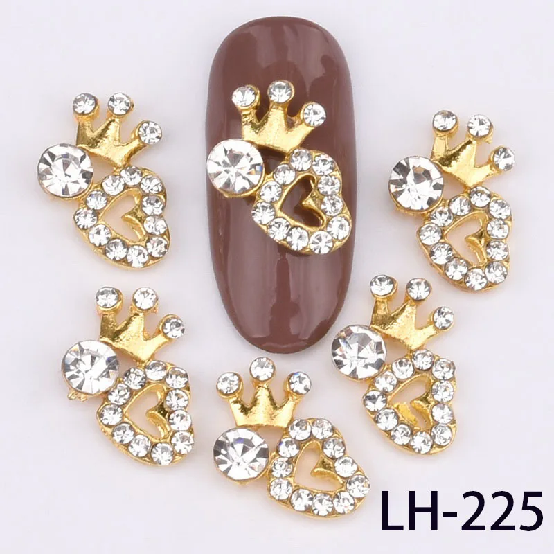 LH-225 10 шт Стразы стеклянный драгоценный камень 3d-украшения для ногтей, сплав капли воды Снежинка крест талисманы, ногти гламурный гвоздь Su LH214-225 - Цвет: LH-225