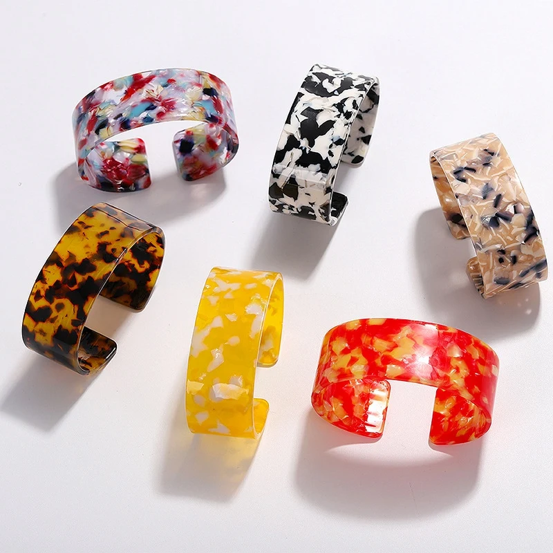 Модные манжеты акриловые широкие браслеты браслет для женщин винтажный круглый