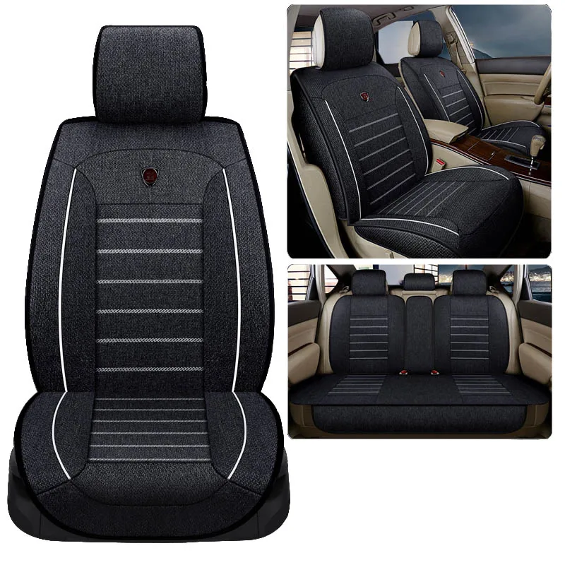 Льняные автомобильные чехлы для volkswagen passat b5 polo 6r polo sedan vw polo 9n, автомобильные аксессуары для стайлинга автомобилей - Название цвета: black