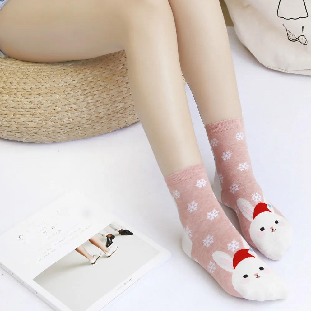Милые рождественские женские носки с героями мультфильмов теплые для женщин