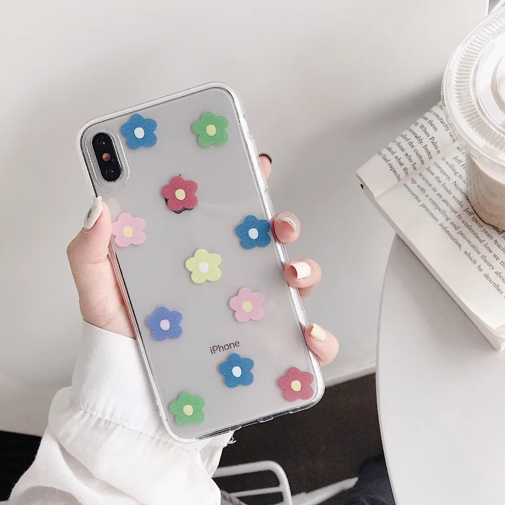 ORYKSZ цветочный силиконовый чехол для телефона iPhone 7 8 Plus XS Max XR милые розовые
