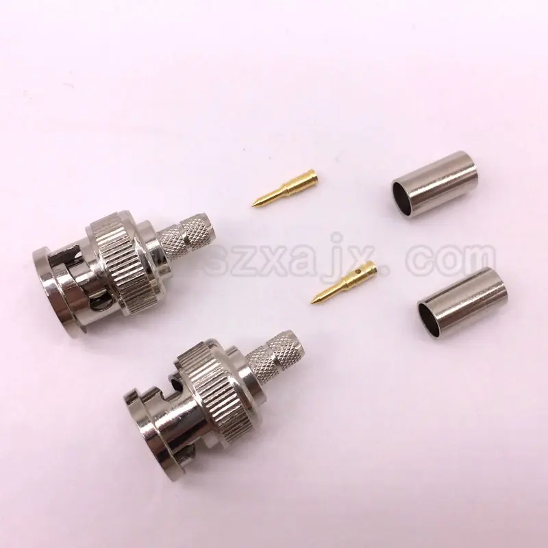 

RUS Stock 50pcs BNC Male Plug Crimp Connectors for RG58 RG142 LMR195 RG400 cable fast ship