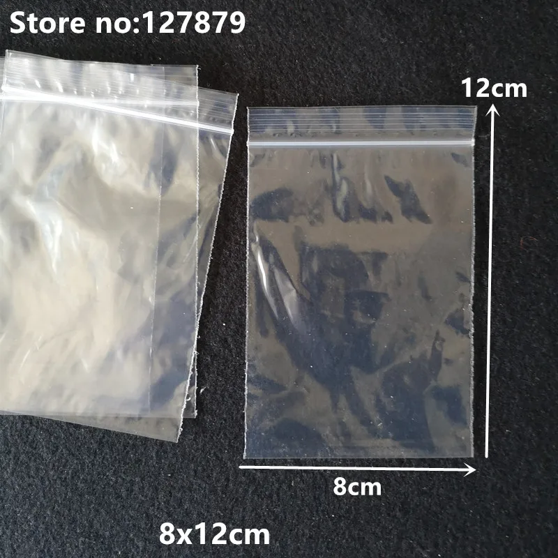 100pcs 8x12cm 50/100 шт 7 размера прозрачный самозапечатывающийся Пластик упаковочный пакет пакеты со струнным замком застежки-молнии гайки закуска к чаю зиплок пакеты для хранения - Цвет: 100pcs 8x12cm