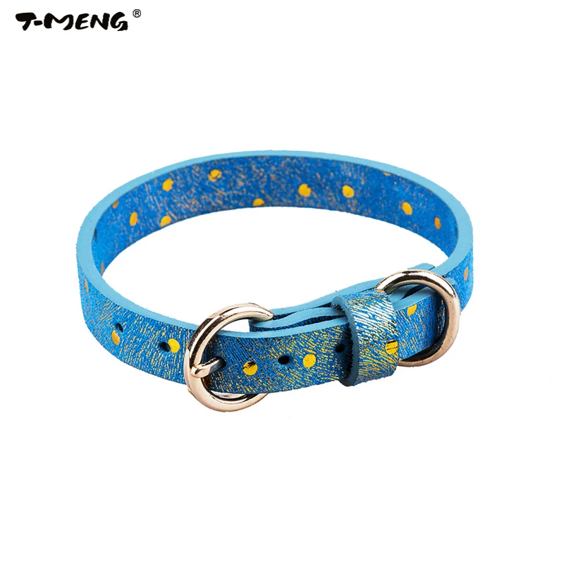 Новый модный дизайн ошейник из натуральной кожи для маленьких собак кошек
