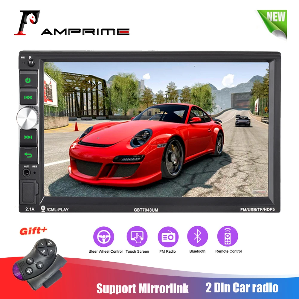 AMPrime 2din автомобильный мультимедийный плеер аудио стерео радио 7 &quotсенсорный