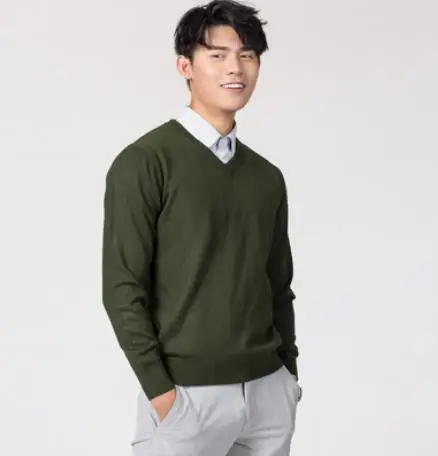 v-neck Кашемировый хлопковый свитер, мужские свитера, Осень-зима, Базовый теплый джемпер pull noel homme, пуловер, мужские вязаные свитера с v-образным вырезом - Цвет: v-neck