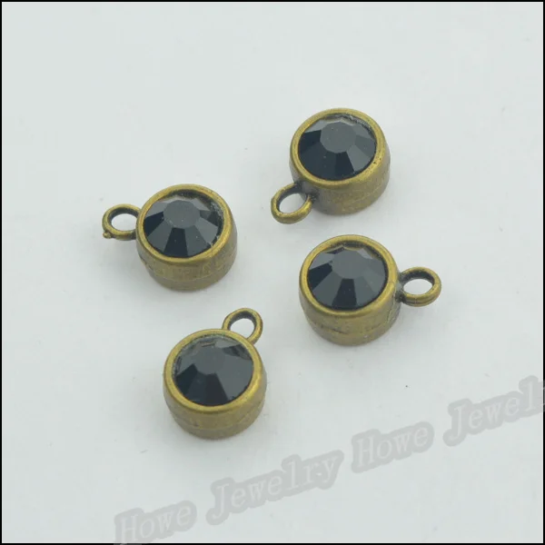 Высокое качество 16 шт рамка и черный горный хрусталь Кулон Античный бронзового