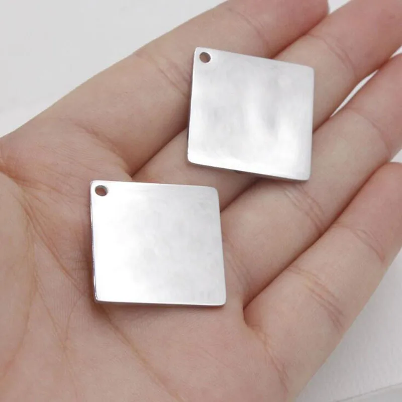 

10pcs/Lot 316L Stainless Steel Charms Mirror Polish Square Charms Pendants for Jewelry Making DIY Handmade Accessories