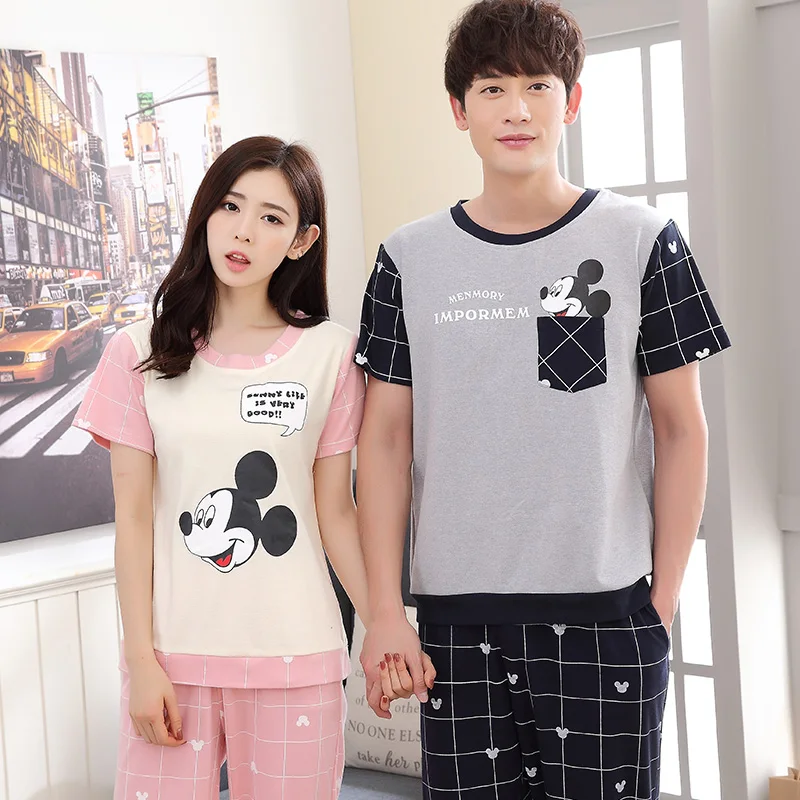 Парные пижамы женские летние с короткими рукавами мышкой + штаны пижамный