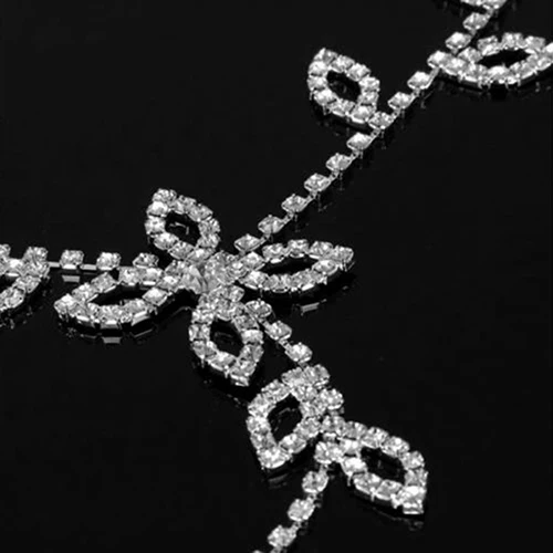 Женский браслет стразы с кристаллами жгут листьями подчиненная цепочка звено