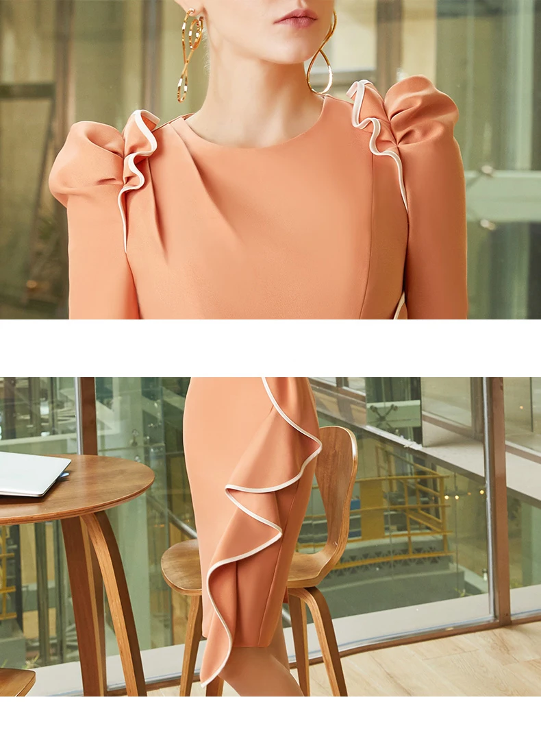 Женское вечернее платье карандаш элегантное однотонное облегающее с длинными