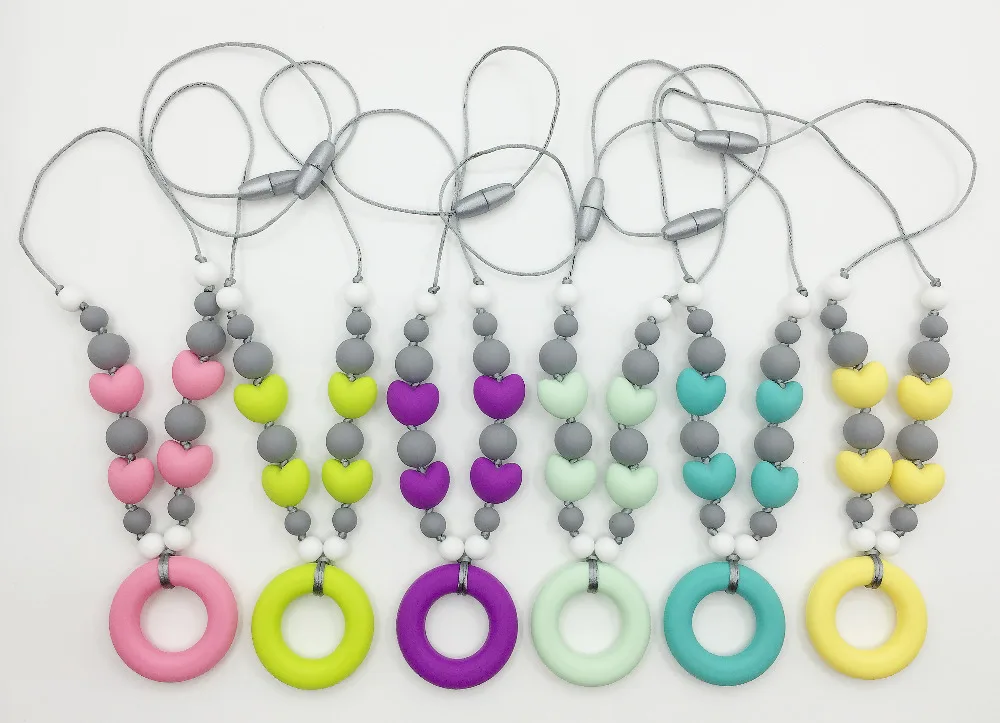 Новое модное Силиконовое ожерелье для прорезывания зубов мамы с бусинами в форме