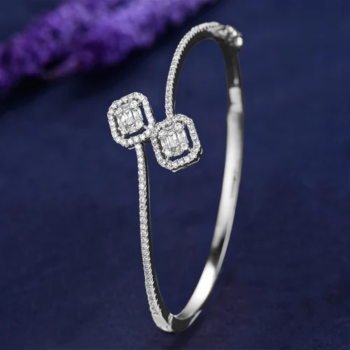 H063B Silver GODKI, модный роскошный Штабелируемый браслет, манжета для женщин, для свадьбы, полный кубический циркон, Кристалл CZ, Дубай, серебряный браслет, вечерние ювелирные изделия - Окраска металла: H063B Silver