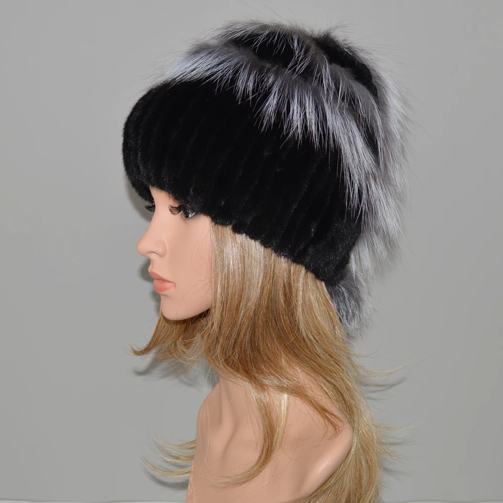 Лидер продаж 2020 модные зимние теплые женские вязаные шапки из натурального меха