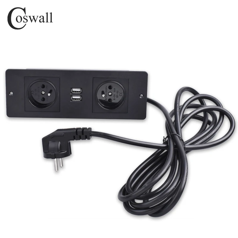 COSWALL двойная французская стандартная розетка с 2 usb зарядным портом кухонная