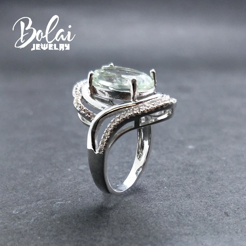 Bolaijewelry Натуральный Зеленый Аметист Мода Ring925 серебро ювелирные украшения для