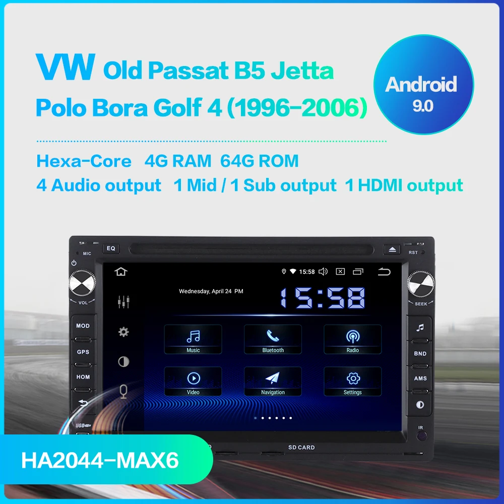 Dasaita 2 Din Android 9,0 автомобильный DVD Raio для VW Passat(MK5) Jetta Bora/Polo(MK3, 4) Golf(MK4) Citi Golf, Chico Sharan, Transporter