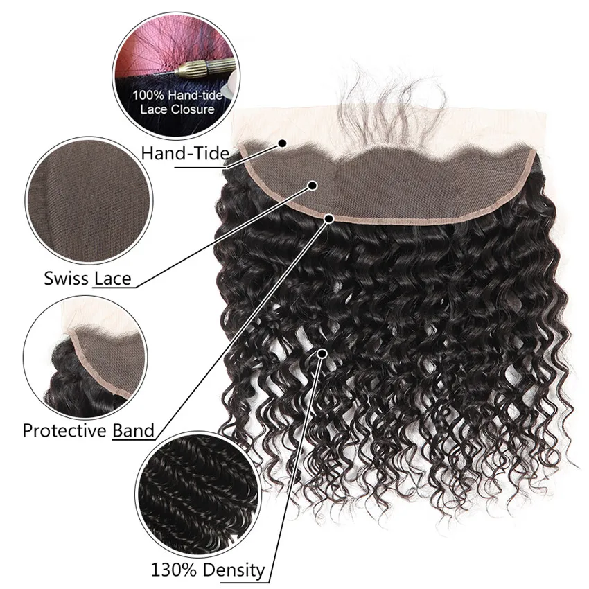 Supernova Ear To Lace Frontal With Bundles Brazilian Deep Wave 3 13*4 Remy Human Hair Extensions | Шиньоны и парики