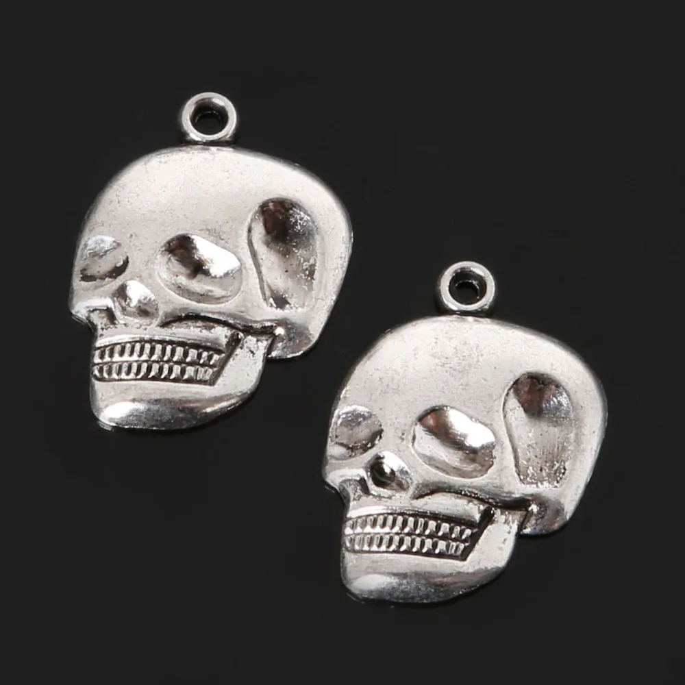 Free Shipping Fashion 8pcs 22*16MM antique silver Metal Alloy Beads Tone Skull Head Punk Rock charms Pendant Jewelry Findings | Украшения и