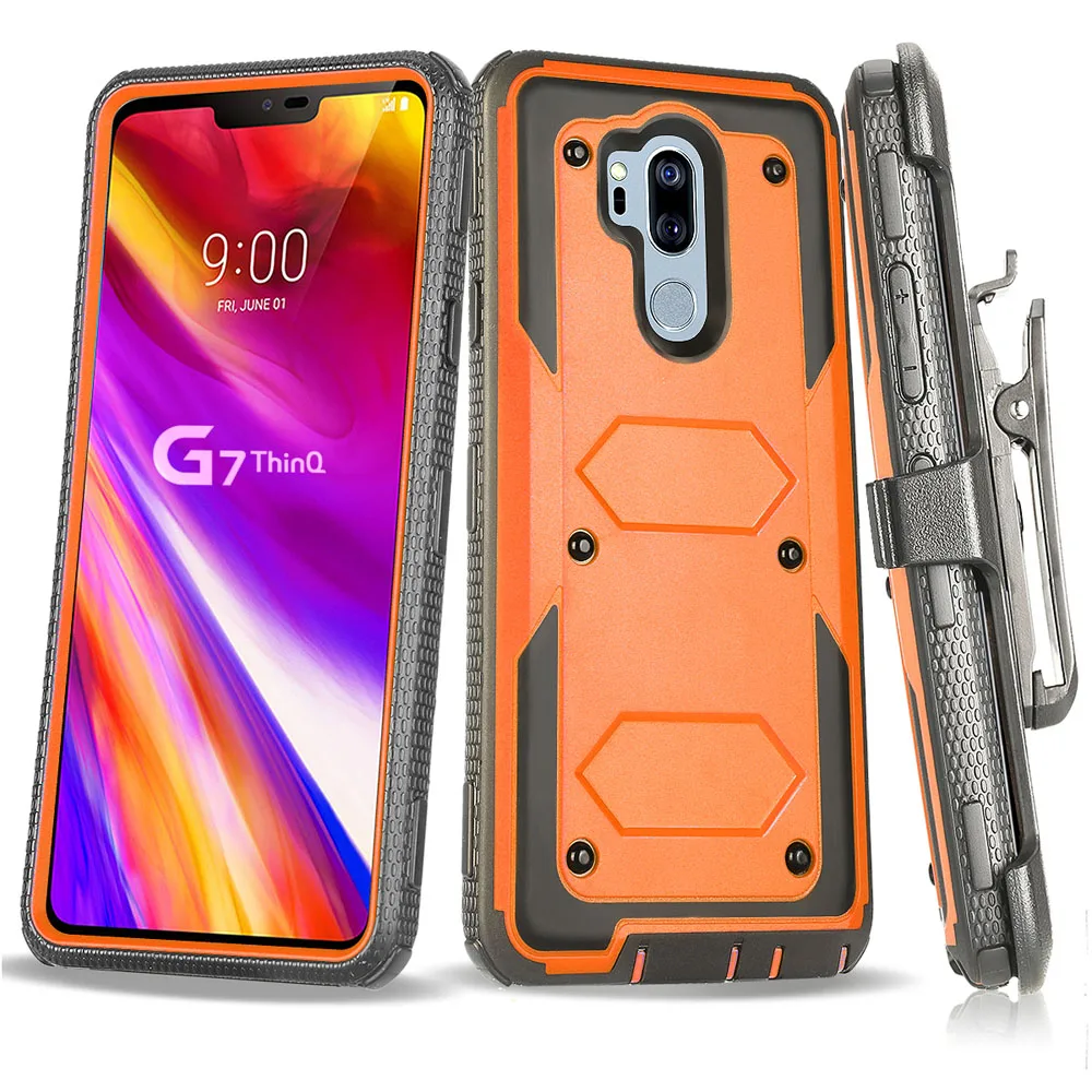 Гибридный Прочный чехол для LG G7 ThinQ/LG G8 ThinQ противоударный жесткий с зажимом ремня