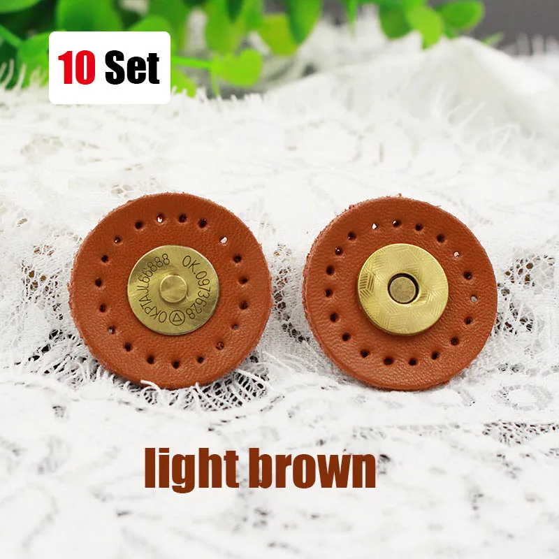 light brown 10set 10 шт. швейные кнопки магнитные металлические защелки Застежки Сумки Ремесло Швейные кожаные Кнопки diy ручные Прошитые кнопки - Цвет: light brown 10set