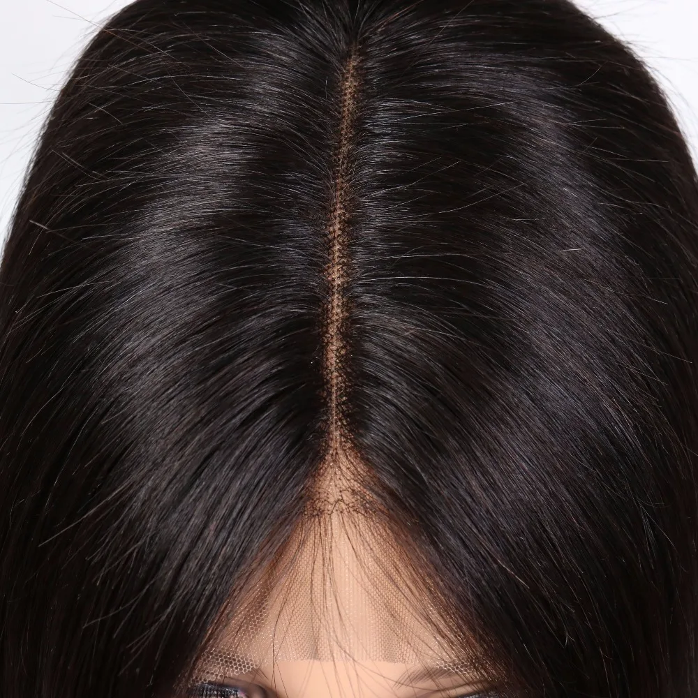 KL Hair 13x6 глубокая часть человеческих волос парики натуральные черные цвет #4