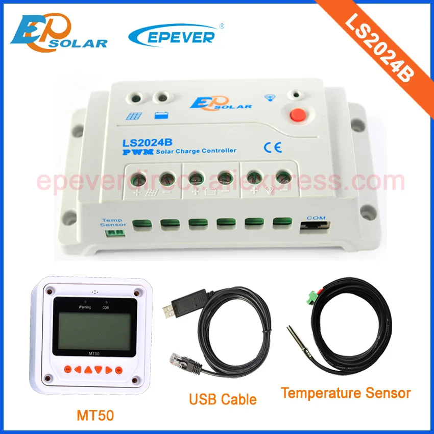 

Солнечный pv-контроллер, фотоэлектрический PWM LS2024B, регулятор, USB-кабель и датчик температуры MT50, удаленный измеритель, серия LandStar