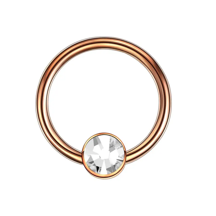 Rose Gold vClear Gem 1 шт. G23 Титан с плоскими драгоценный камень CBR шарик БЦР спирали пирсинг, Септум Пронзительный нос губный серьги-гвоздики кольца для губ ювелирные изделия для пирсинга 16G - Окраска металла: Rose Gold vClear Gem