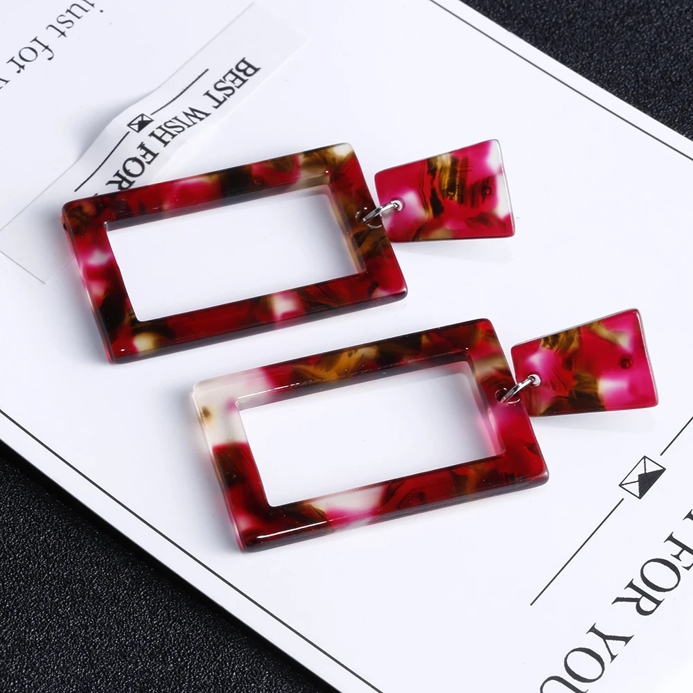 VIVILADY New Colorful Square Acrylic Dangle Earrings Women Geometric Brincos Bijoux Acetic Acid Jewelry Summer Party Gifts | Украшения и