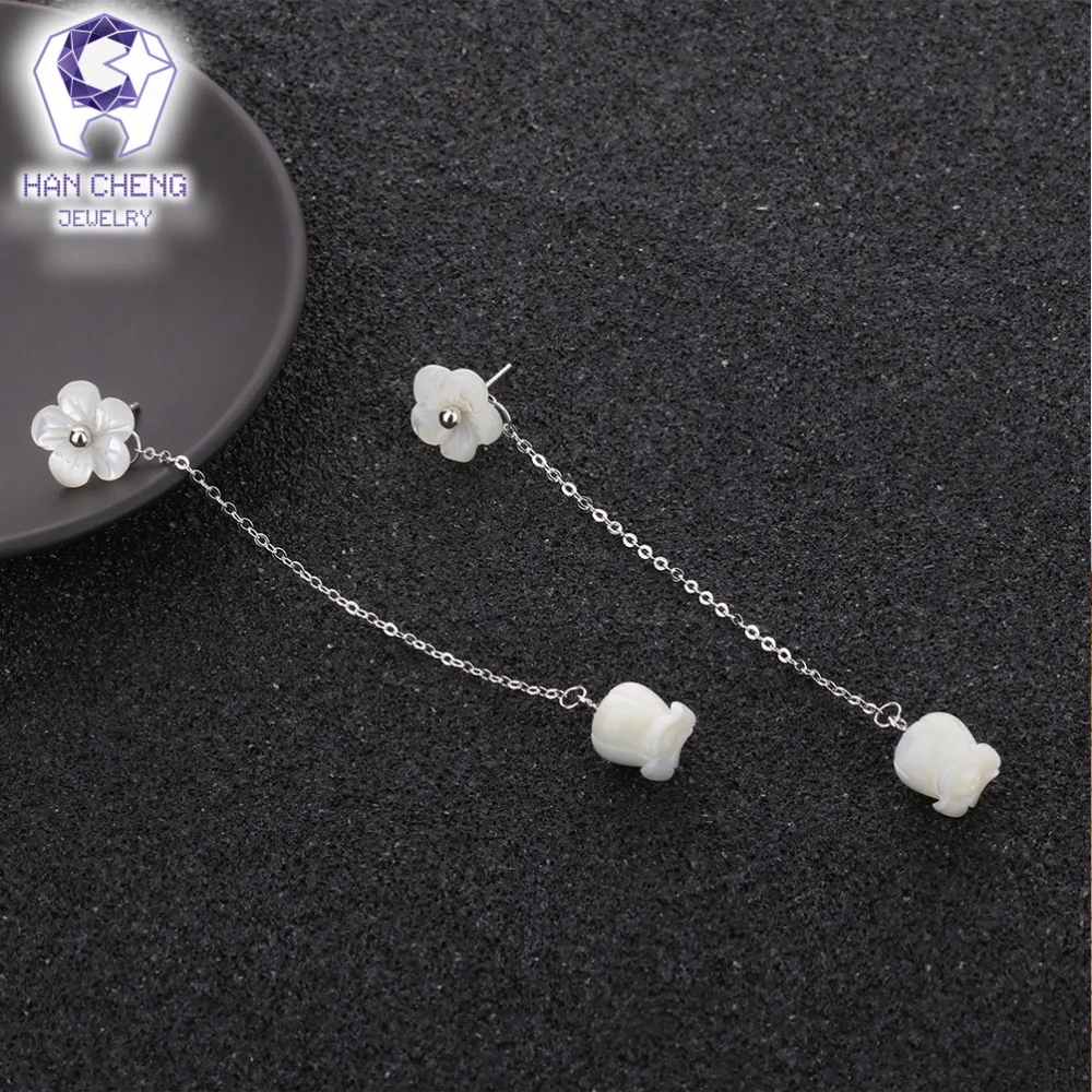 Новые Модные подвесные висячие серьги HanCheng в виде ракушек длинные цветов для