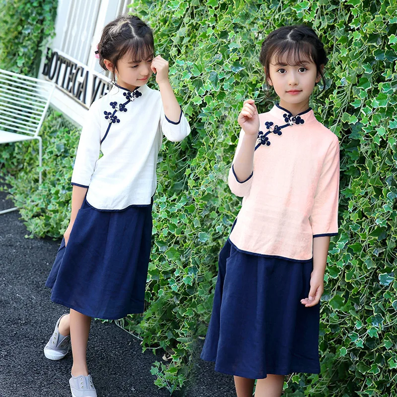 Детская одежда этнический костюм летняя 2017 года из двух предметов таможня Тан