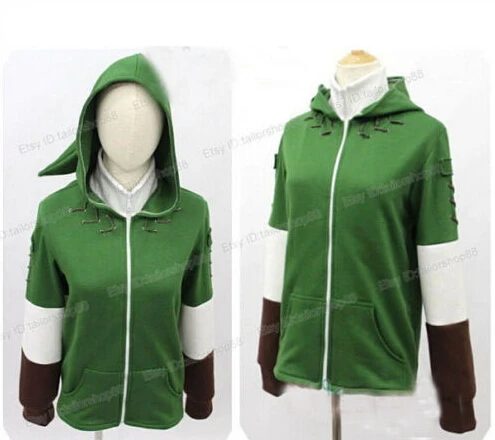 

Green Zip-up Hoodie Sweatshirt Cotton Long Sleeve Coat Cosplay Costume New Arrival