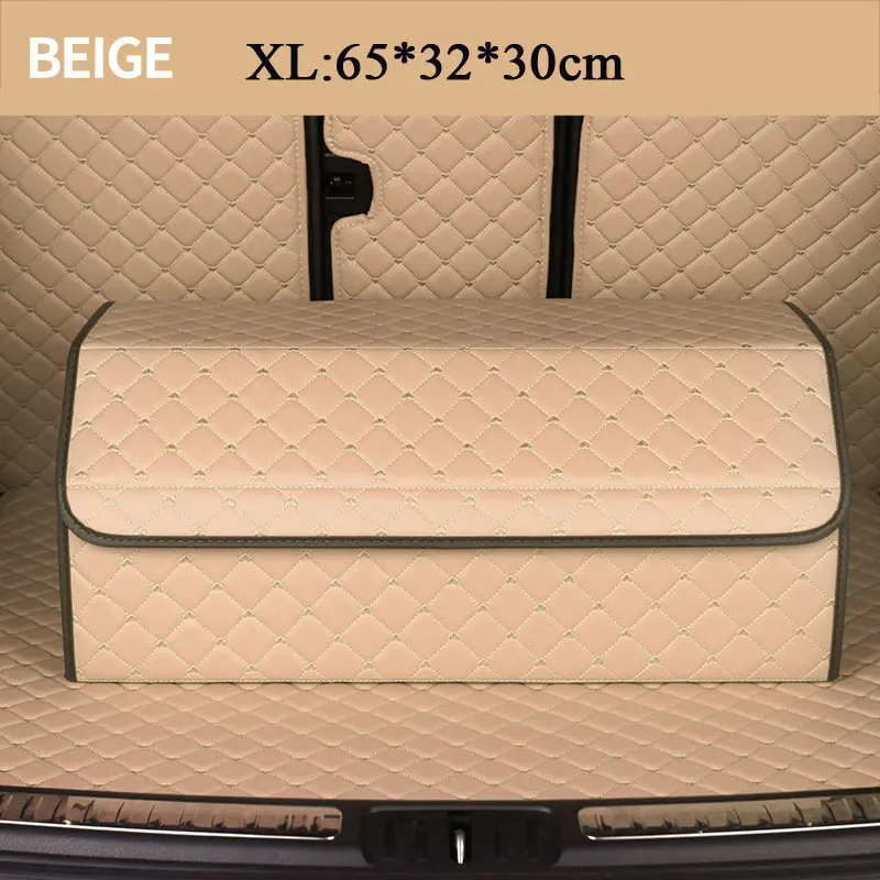 beige XL Негабаритный L XL ящик для хранения в багажник автомобиля сумка Органайзер складной водонепроницаемый PU Авто прочный складной грузовой ящик для хранения - Название цвета: beige XL