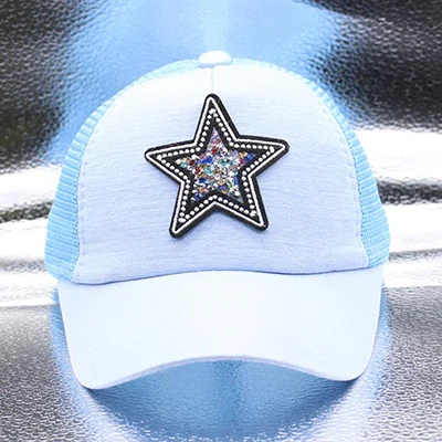 Sky blue SUOGRY/Новая летняя бейсбольная кепка с пятиконечной звездой для мальчиков и девочек, дышащая сетка, патч в виде шляпы, Повседневная Детская кепка, кепка, бейсболка - Цвет: Sky blue