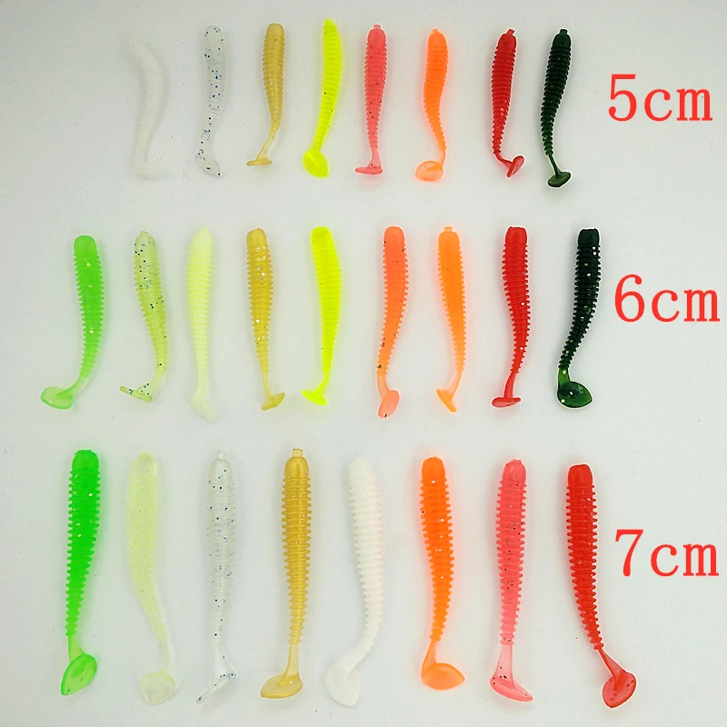 5cm 6cm 7cm soft fishing lures artificial bait T-tail silicon fish set | Fishing Lures