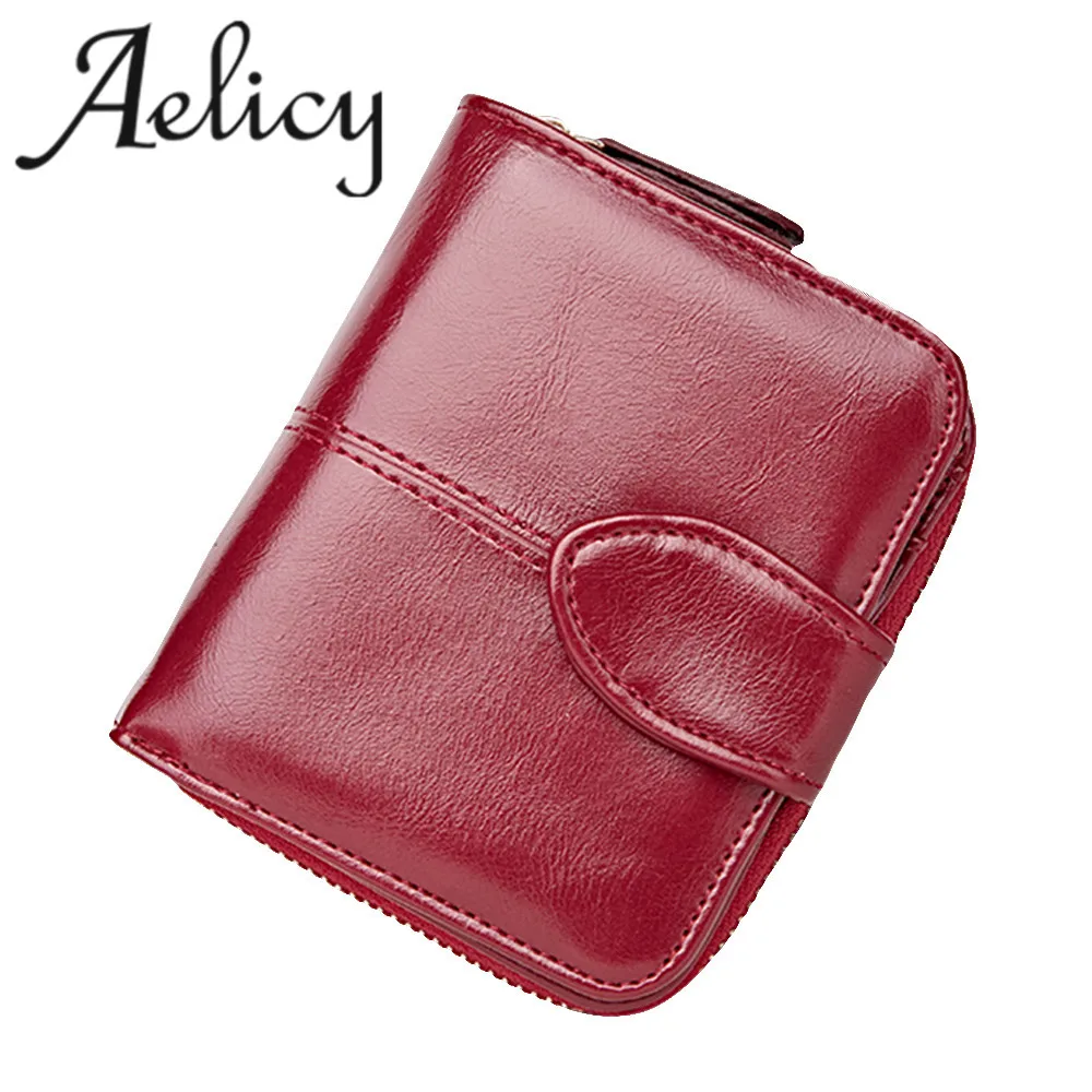 Женский кошелек с пряжкой Aelicy из вощеной кожи однотонный Portefeuille Femme Carteira Feminina