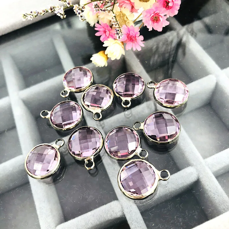 Новинка 12 мм розовый круглый сплав пришивная одинарная петля стеклянный
