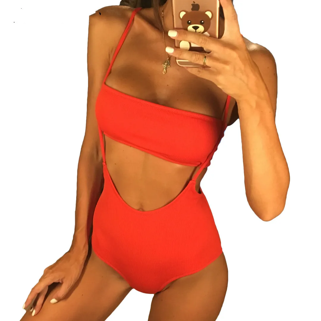 Для женщин Высокая талия комплект бикини купальник бандо 2019 сплошной Крест из