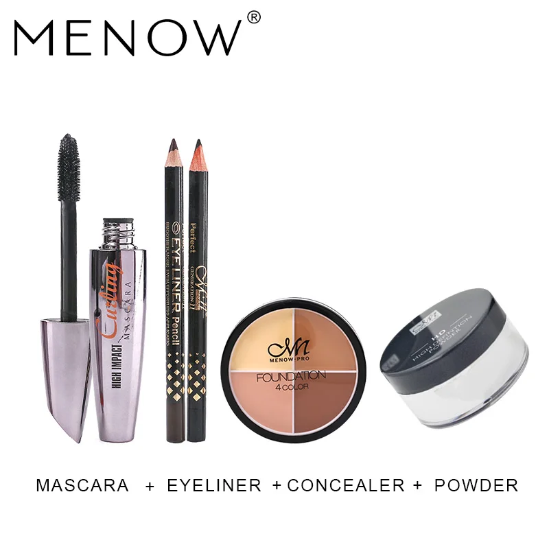 Menow бренд Make Up Set Прозрачный управления масло дышащий порошок 24 ЧАСА прочного и 4