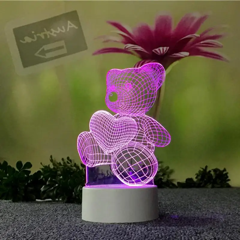 Белые настольные лампы с сенсорным выключателем, прекрасные 7 цветов, 3d лампы, рождественские украшения, подарок для детской комнаты - Цвет абажура: 7 color change