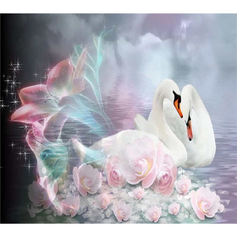 

Diy Diamond Painting Animal Diamond Cross Stitch Crystal Round Sets Unfinish Decorative Embroidery Swan LX