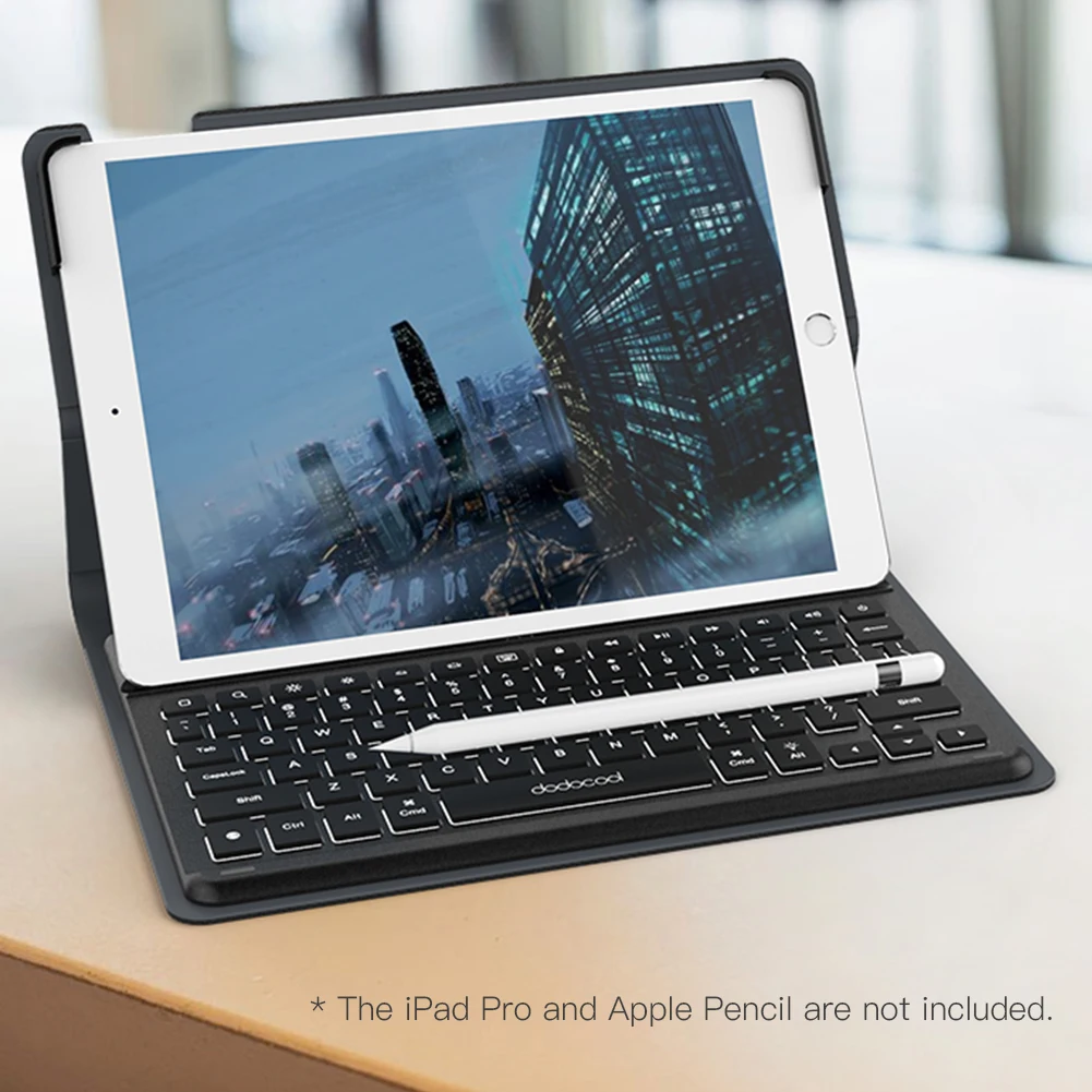 Dodocool MFi сертифицированная смарт-клавиатура для iPad Pro с дисплеем 10,5 дюйма тонкий корпус защитный чехол-книжка с подставкой с подсветкой держатель ключей