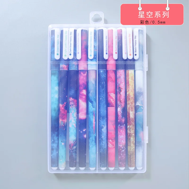 mix colors 10 шт. корейские Kawaii Канцелярские ручки Цветочная гелевая ручка черная 0,5 мм офисная авторучка - Цвет: mix colors