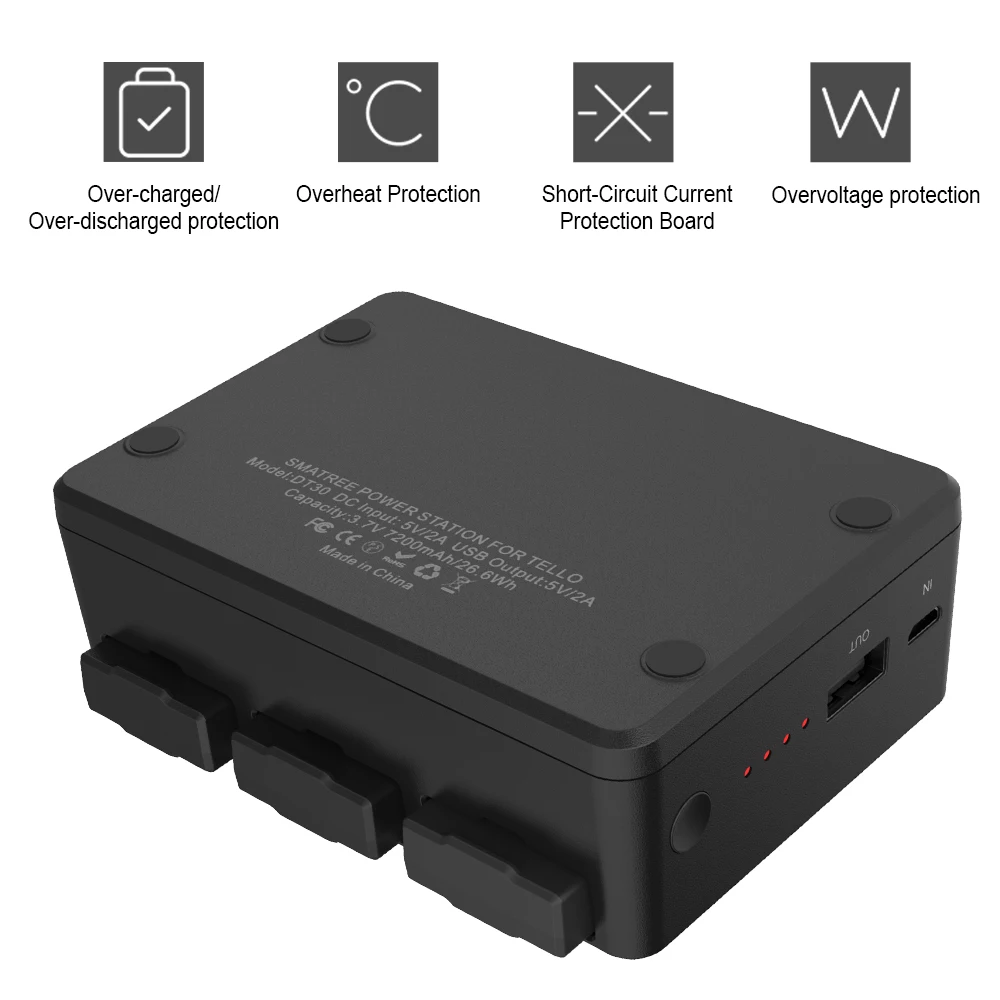 Зарядное устройство Smatree для DJI Tello Quadcop портативная зарядная станция зарядка 3