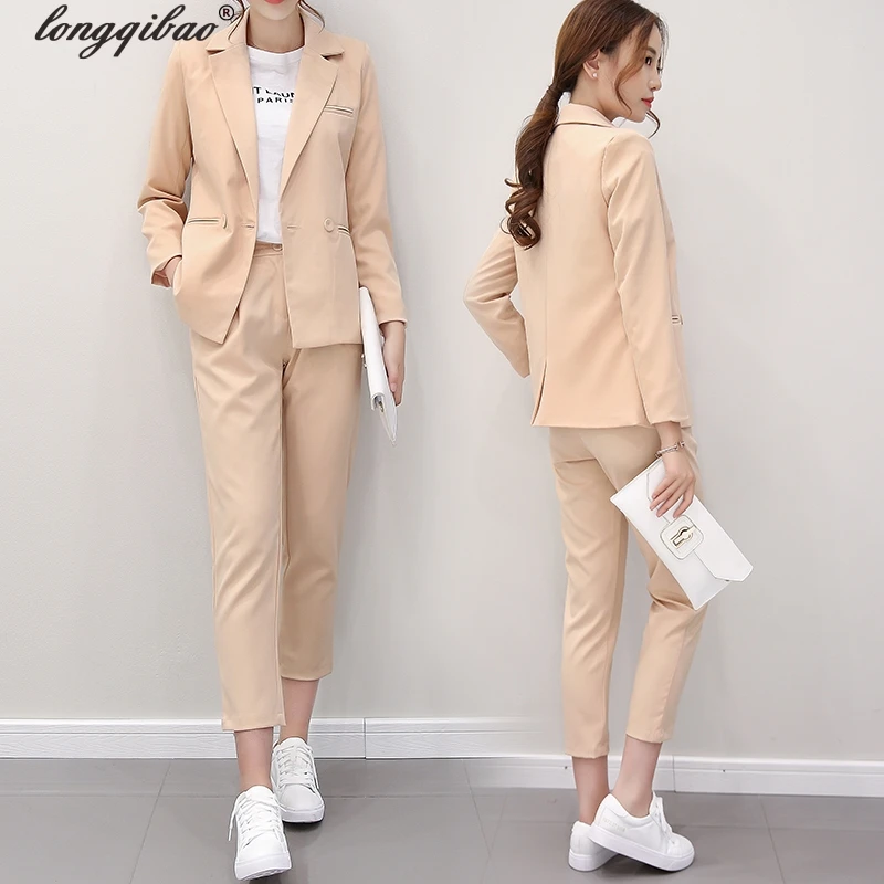 Осенний модный костюм женский деловой куртка и длинные секции темперамент